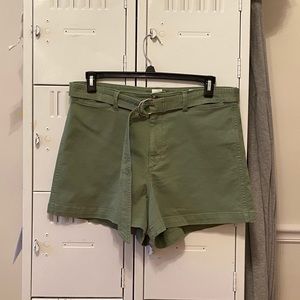 Khaki Green Shorts with Belt